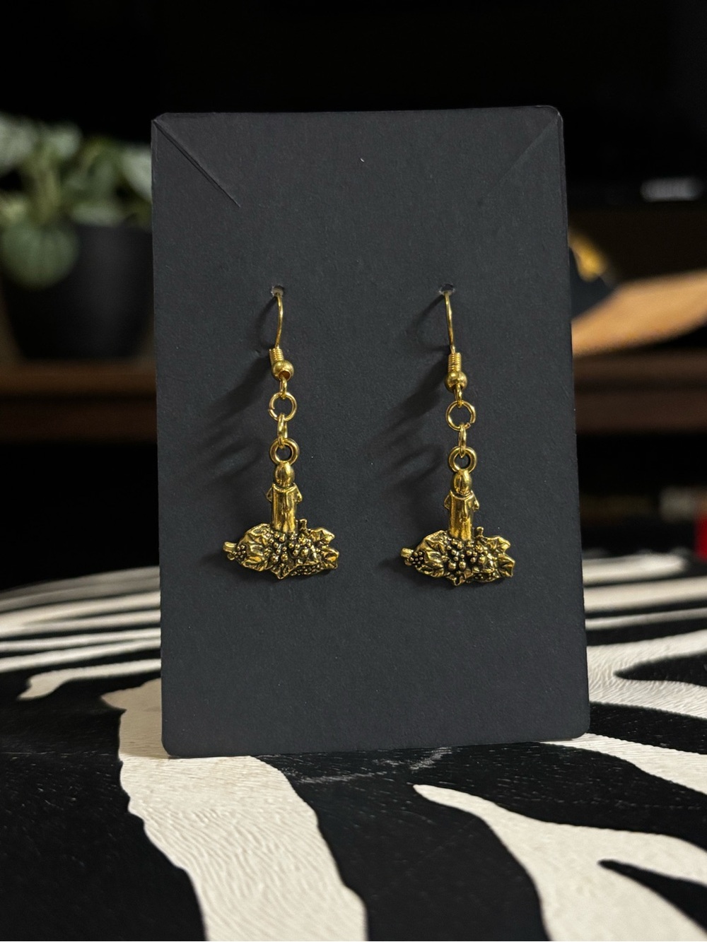 Gold Candle Drop Dangle Earrings - Elegant Women's Jewelry